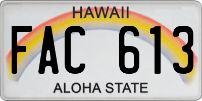 HI license plate FAC613