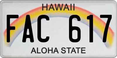 HI license plate FAC617