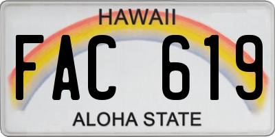 HI license plate FAC619