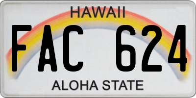 HI license plate FAC624