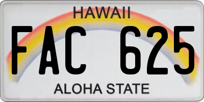 HI license plate FAC625
