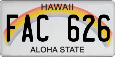 HI license plate FAC626