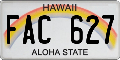 HI license plate FAC627