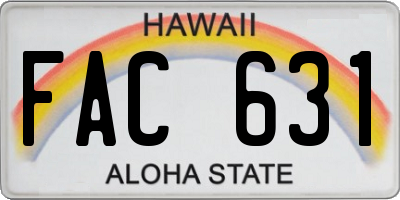 HI license plate FAC631