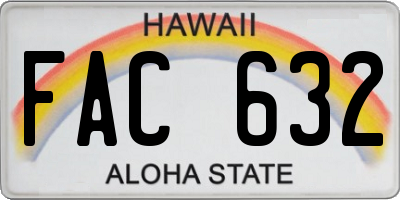 HI license plate FAC632