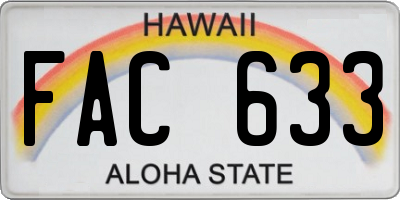HI license plate FAC633