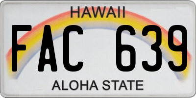 HI license plate FAC639