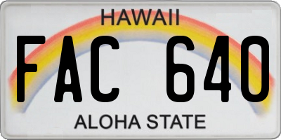 HI license plate FAC640