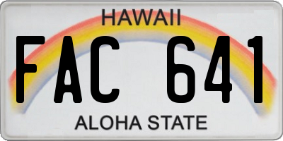 HI license plate FAC641