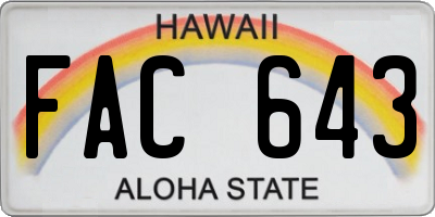 HI license plate FAC643
