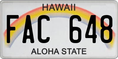 HI license plate FAC648