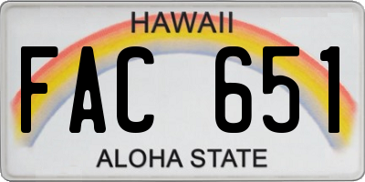 HI license plate FAC651
