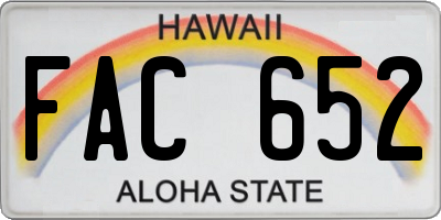 HI license plate FAC652