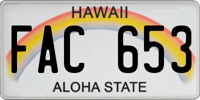 HI license plate FAC653