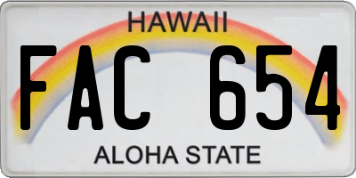 HI license plate FAC654
