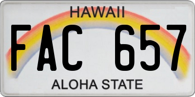 HI license plate FAC657