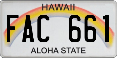 HI license plate FAC661