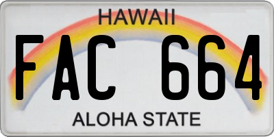 HI license plate FAC664