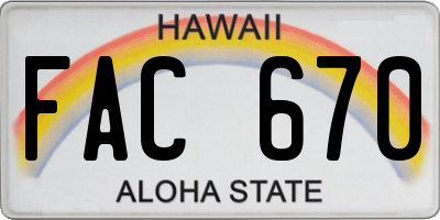 HI license plate FAC670