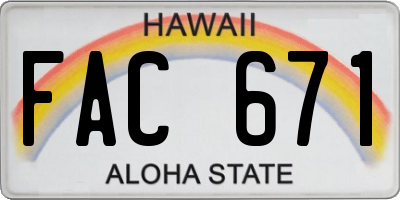 HI license plate FAC671