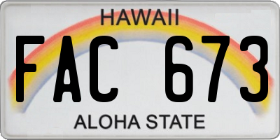 HI license plate FAC673