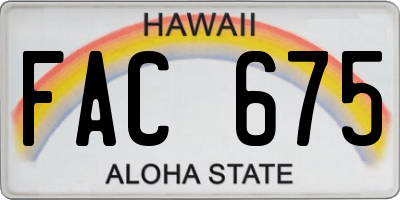HI license plate FAC675
