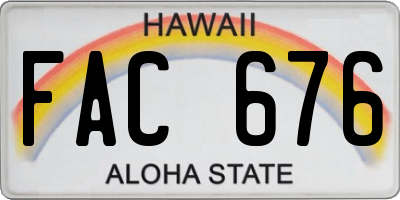 HI license plate FAC676