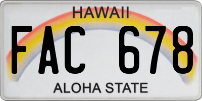 HI license plate FAC678