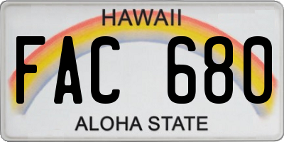 HI license plate FAC680