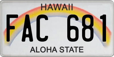 HI license plate FAC681