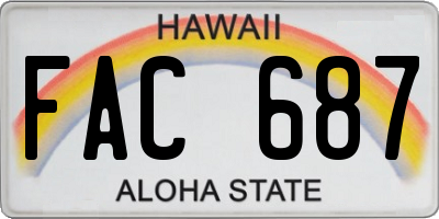 HI license plate FAC687