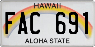 HI license plate FAC691