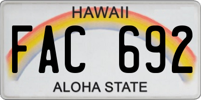 HI license plate FAC692
