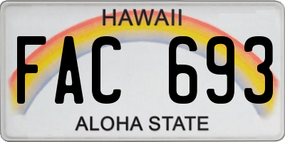 HI license plate FAC693