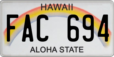 HI license plate FAC694