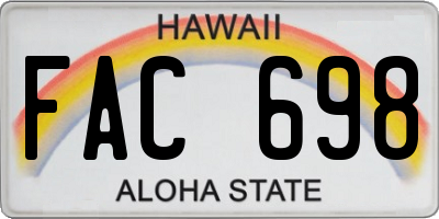 HI license plate FAC698