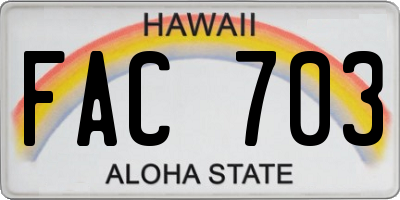 HI license plate FAC703