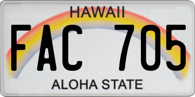 HI license plate FAC705
