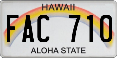 HI license plate FAC710
