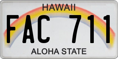 HI license plate FAC711