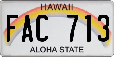 HI license plate FAC713