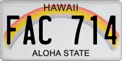 HI license plate FAC714