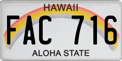 HI license plate FAC716