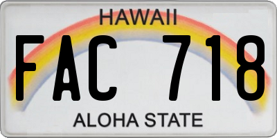 HI license plate FAC718