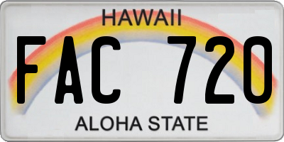 HI license plate FAC720