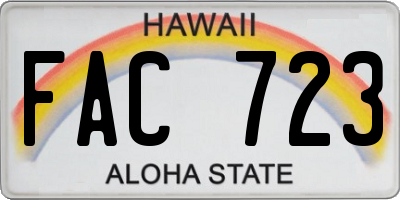HI license plate FAC723