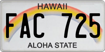 HI license plate FAC725