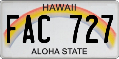 HI license plate FAC727