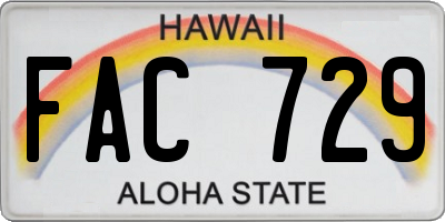 HI license plate FAC729