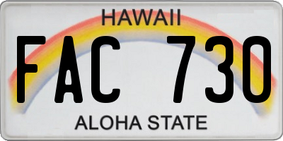 HI license plate FAC730